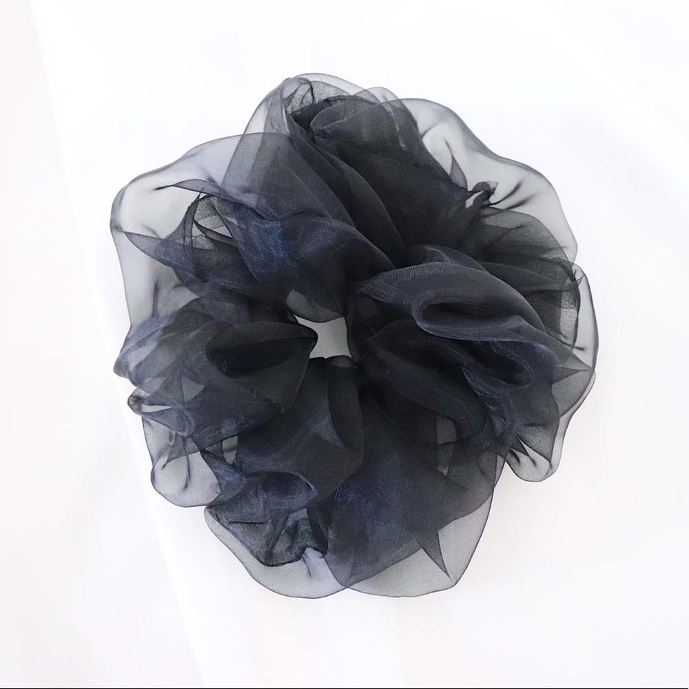Oversized Chiffon Scrunchie in Sheer Black
